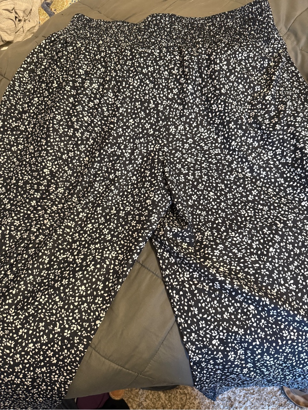Black and White Printed Wide Leg Pants
